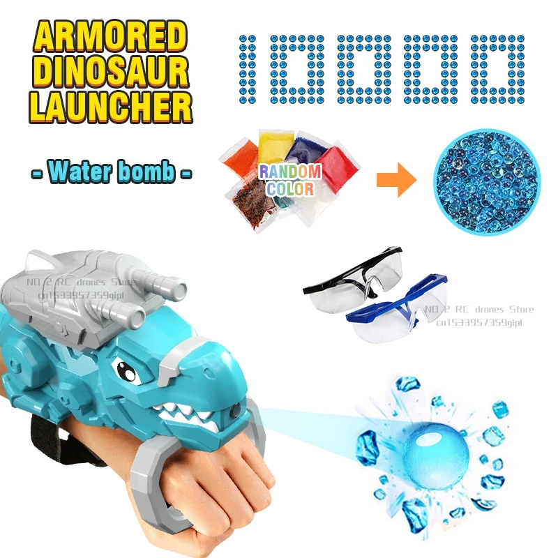 Electric Water Gun Dinosaur Launcher Glove with 1000 Bullets for Kids Shooting Game In Garden Childrens Toy Boy's Gift