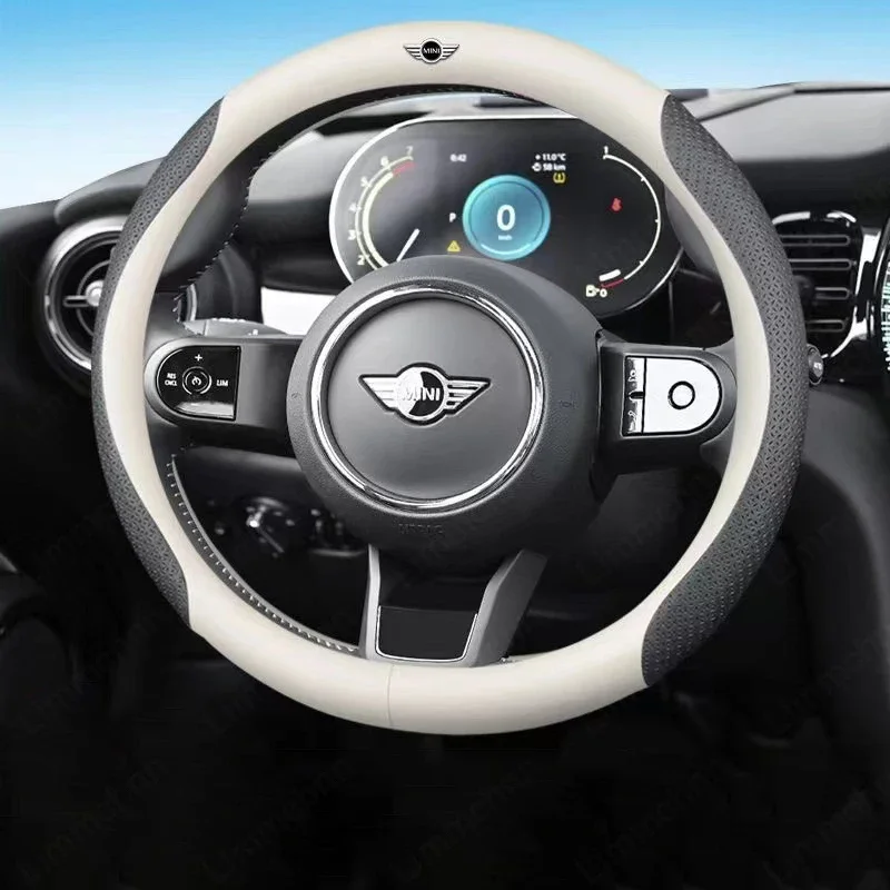 Car Logo Steering Wheel Cover Car Accessories For Mini F54 F55 F56 F57 R55 R56 R57 R58 R60 F60 Cooper ONE Countryman Clubman JCW