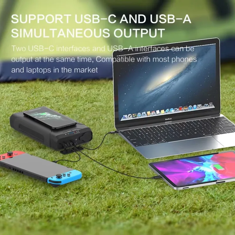 Support OEM/ODM Portable Powerbank Outdoor Solar Power Bank for Laptop Wireless 72000mah 80000mah Type Usb C Pd Fast Charge 12V