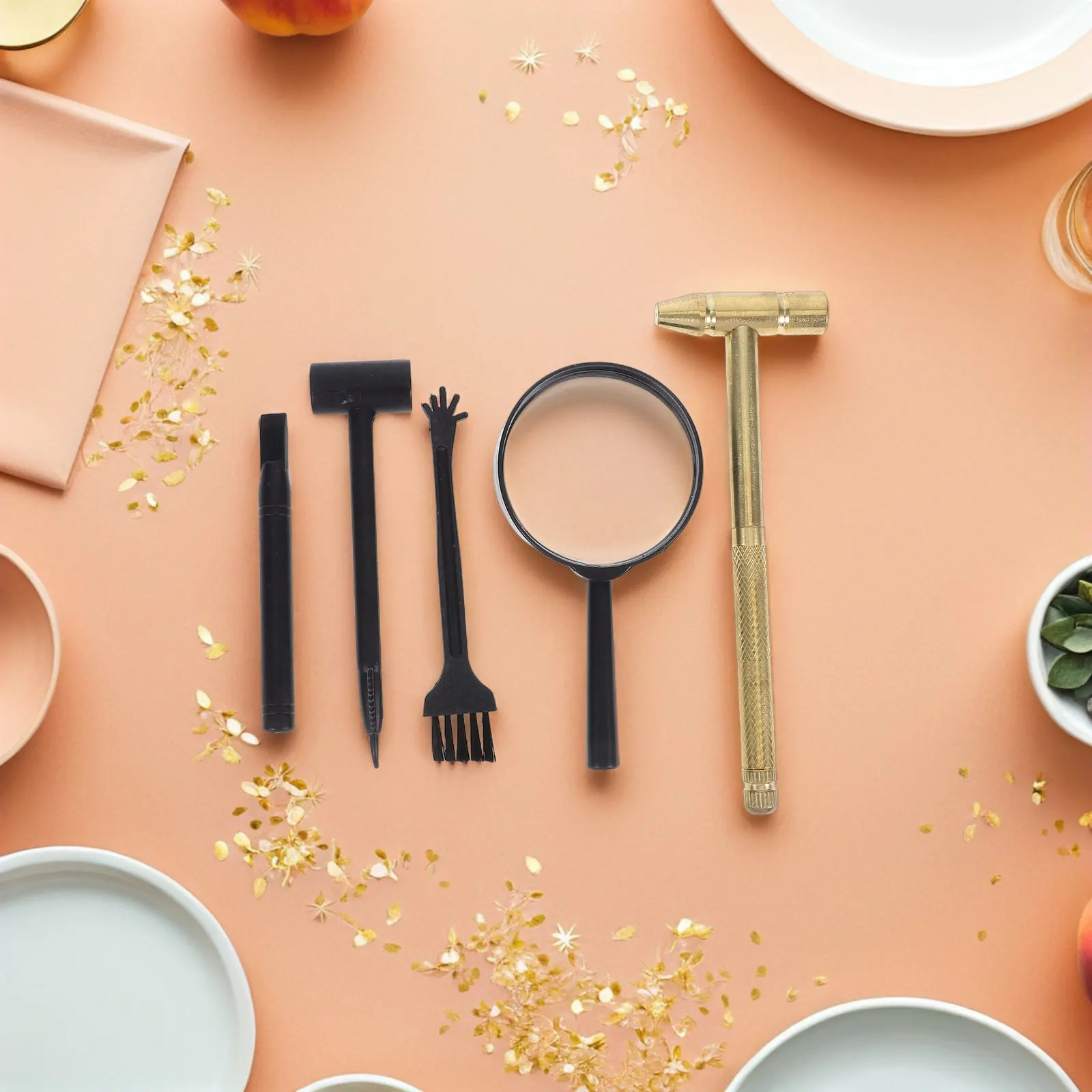 어린이 고고학 도구 세트 망치 끌 브러시 돋보기 줄기 과학 발굴 키트 보석 발굴 발견 세트