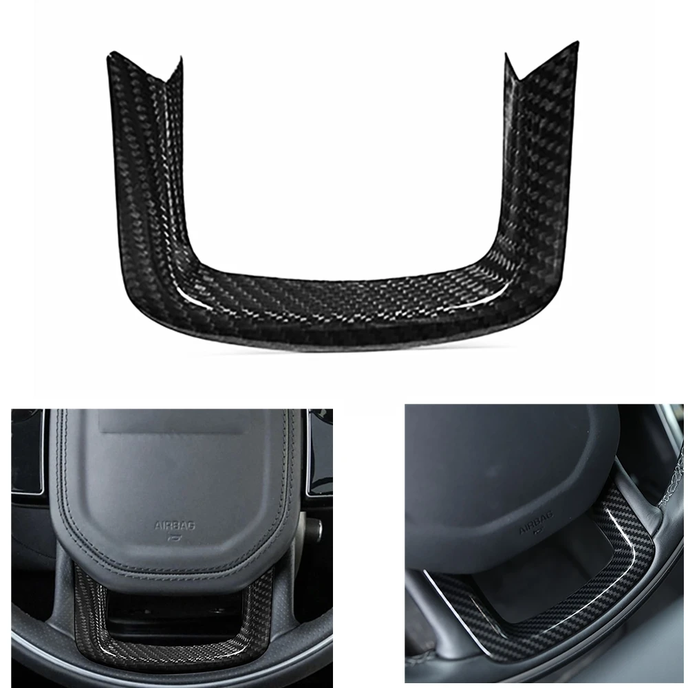 Steering Wheel Panel Sticker Cover Trim Car Interior Strip U Style Carbon Fiber For Land Rover Range Discovery Sport 2014-2022