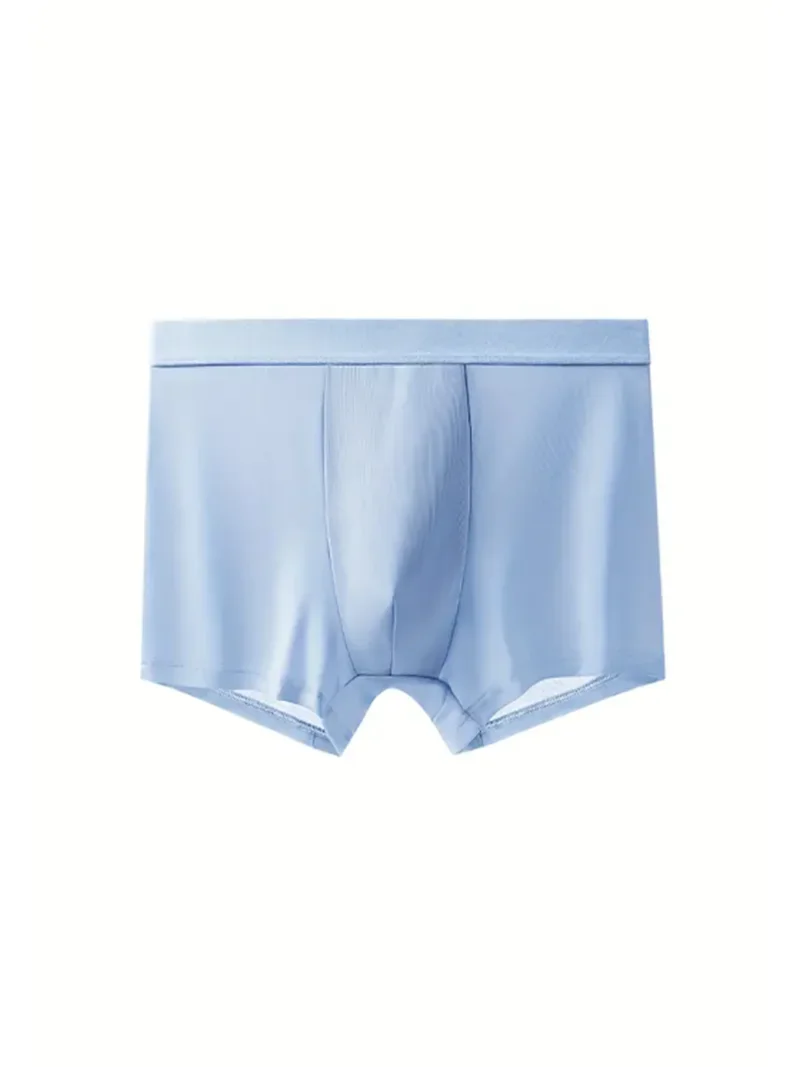 5Pcs Men‘s Solid Color Boxers Seamless Silk Male Underpants Ultra-thin Sexy Underwear Summer Cool Trunk Shorts Briefs