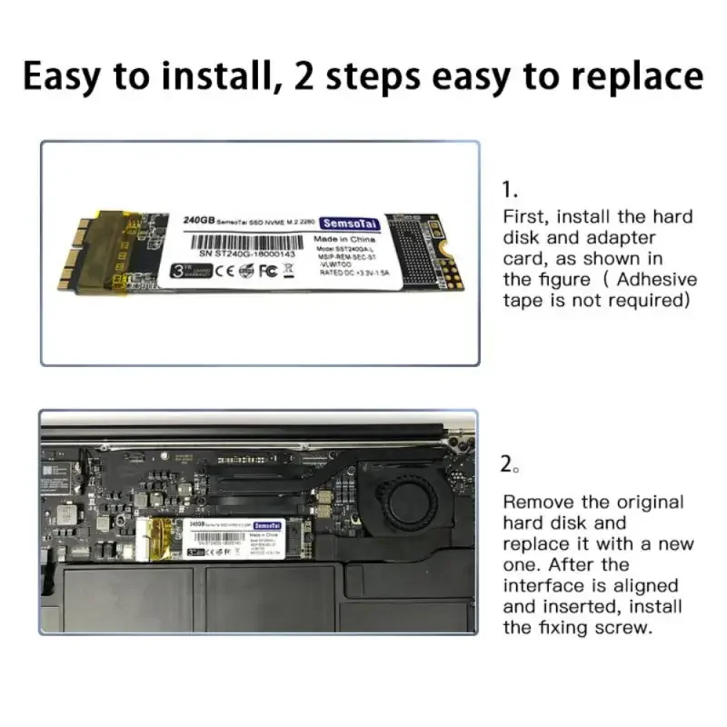 RYRA M.2 NVME SSD Convert Adapter Card For MacBook Air Pro Retina 2013-2017 NVME/AHCI SSD Upgraded For A1465 A1466 A1398 A1502