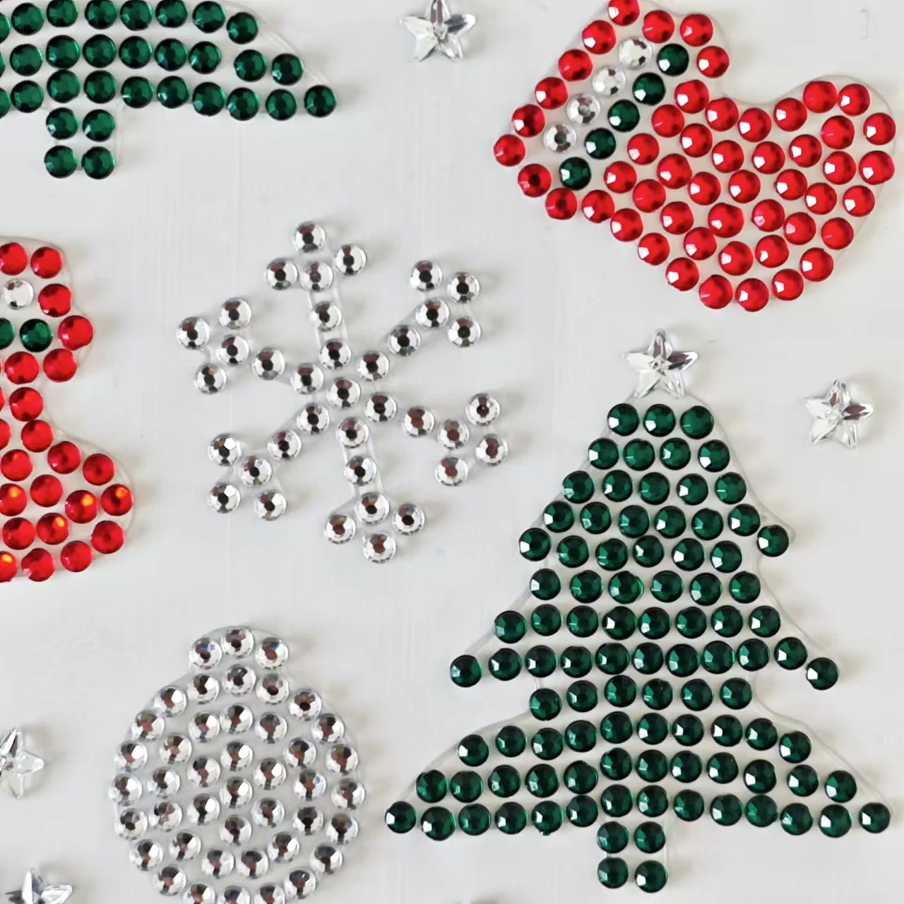 5 DIY Crystal Snow Makeup Christmas Tree Stickers Christmas Atmosphere Stickers Diamond Shining Face Stickers Facial Decoration
