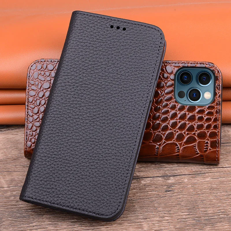 Luxury Genuine Leather Wallet Cover Business Phone Case For Iphone 12 11 Pro Max Mini Cover Credit Card Money Slot Case Holster