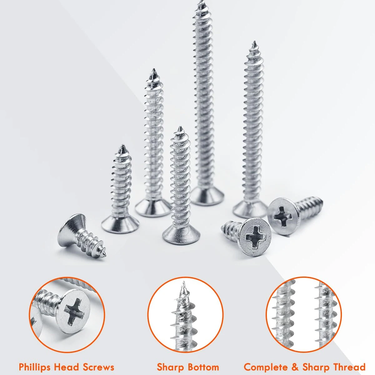 400개 목재 나사 모음, M3, M3.5, M4, 카운터싱크 셀프 태핑 나사, 아연 도금, DIY, 가구 수리