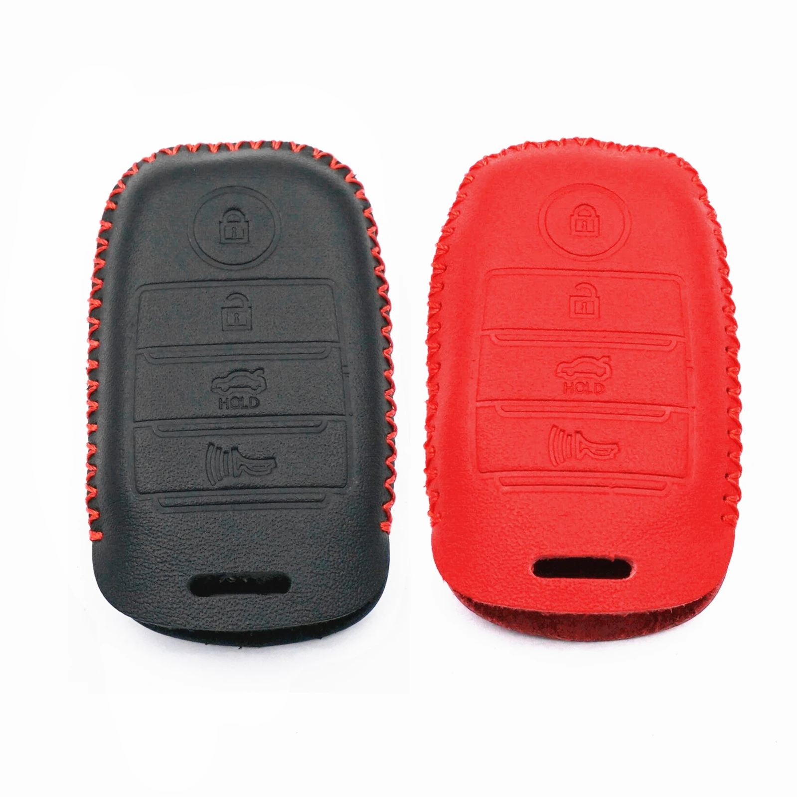 

WFMJ 2Pcs Black Red Leather for KIA Rio Rio5 Sportage Ceed Cerato K3 KX3 K4 K5 Sorento 4 Buttons Remote Key Fob Case Cover