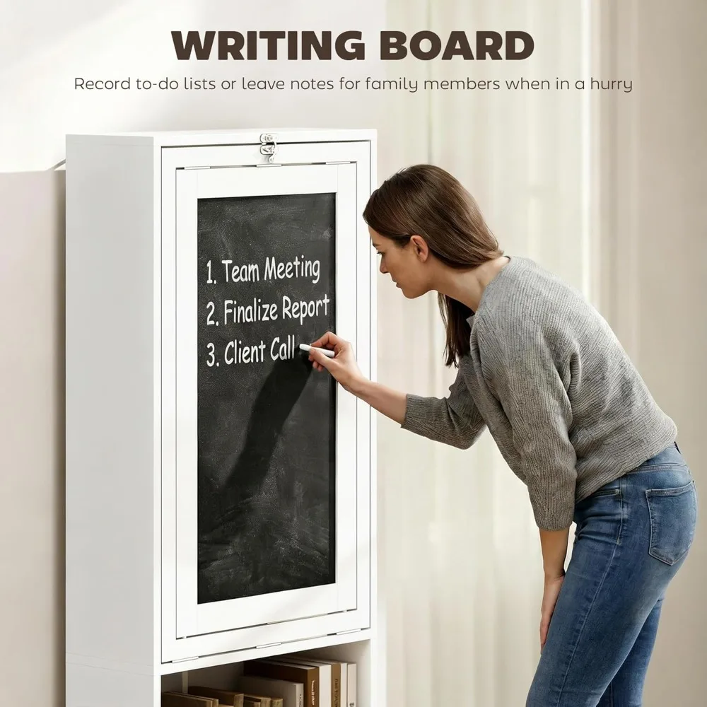 Foldable Convertible Writing Table, Wall Mounted Space-Saving Computer Desk with Chalkboard and Storage Shelves, Customized