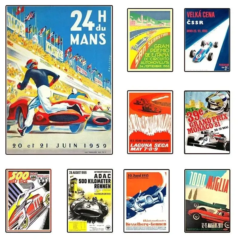F1 24H Heures Du Mans lienzo pintura fórmula gran pista edición carrera coche pared arte impresiones estética habitación Deco