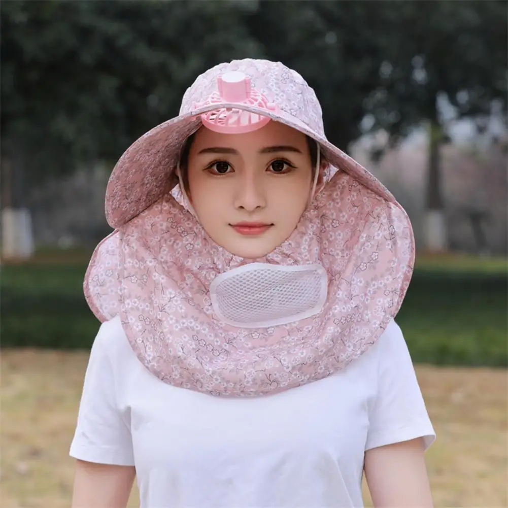 Mesh Sunhat Sunhat with Mesh Front Cover Electric Fan Sunscreen Hat with Face Cover Neck for Women Usb for Outdoor