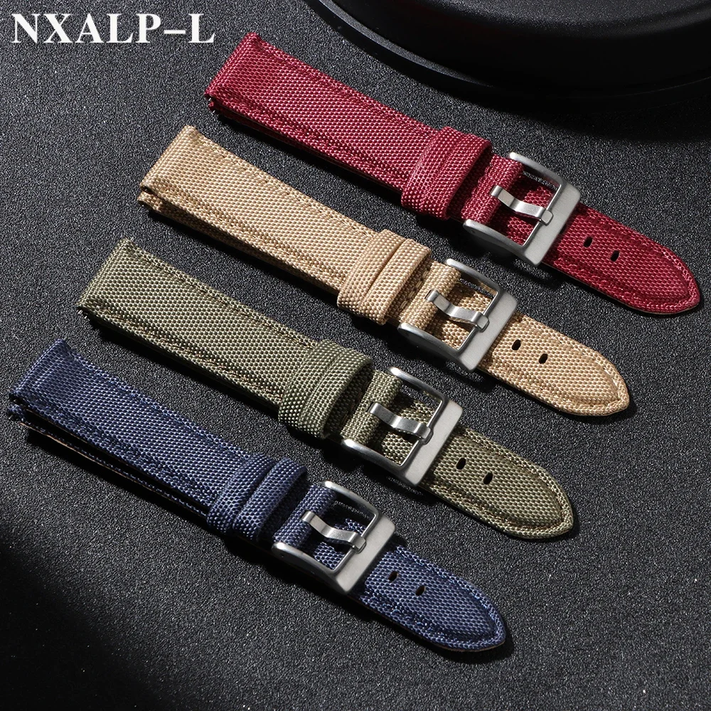 جودة Sailcloth الجلود حزام ساعة اليد 20 مللي متر 22 مللي متر ل Seiko ل أوميغا النسيج النايلون حزام الساعات سريعة الإصدار معصمه اكسسوارات