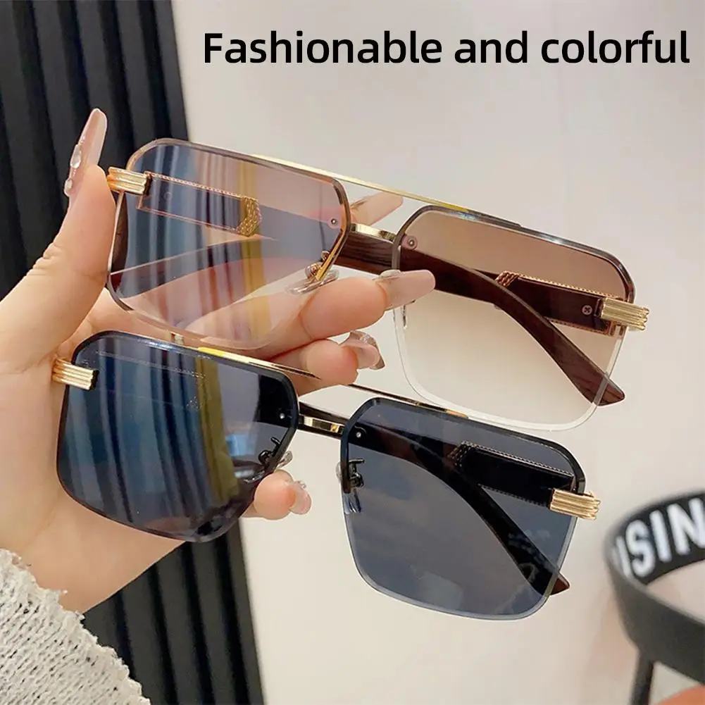 بدون شفة مربع النظارات الشمسية النساء للجنسين الخشب الحبوب المعابد الصيف موضة الإناث ظلال الذكور نظارات شمسية UV400 التدرج H4S2