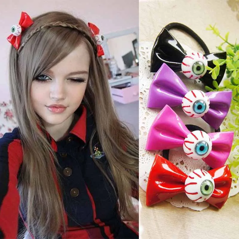 Eyeball Hair Clip Demon Punk Bow Hairpin Women's Girls Hair Clip Halloween Cosplay Hairpins