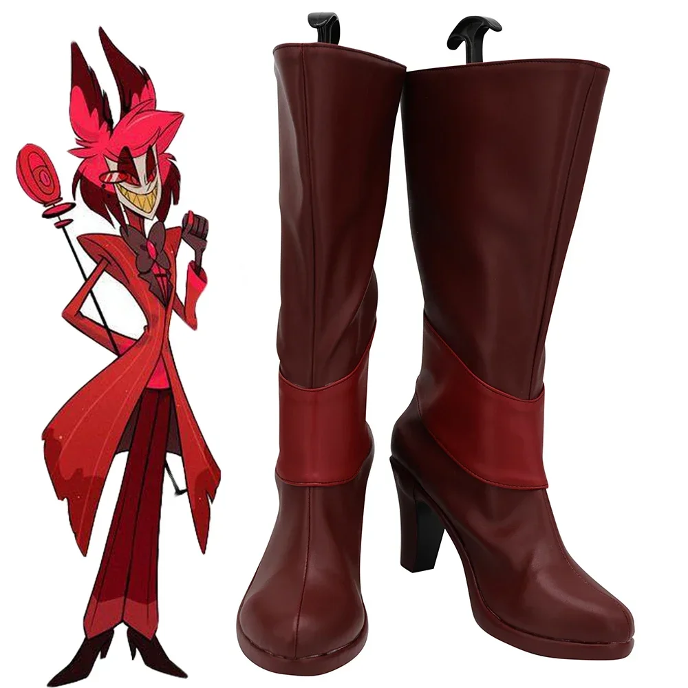 

New 2024 Anime Radio Demon Alastor Cosplay Shoes Unisex Party PU Boot Costume Props Halloween