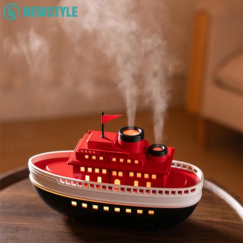 New Boat Aroma Diffuser with Colorful Night Lights 300ml Quiet Ultrasonic Air Humidifier for Home Bedroom Office
