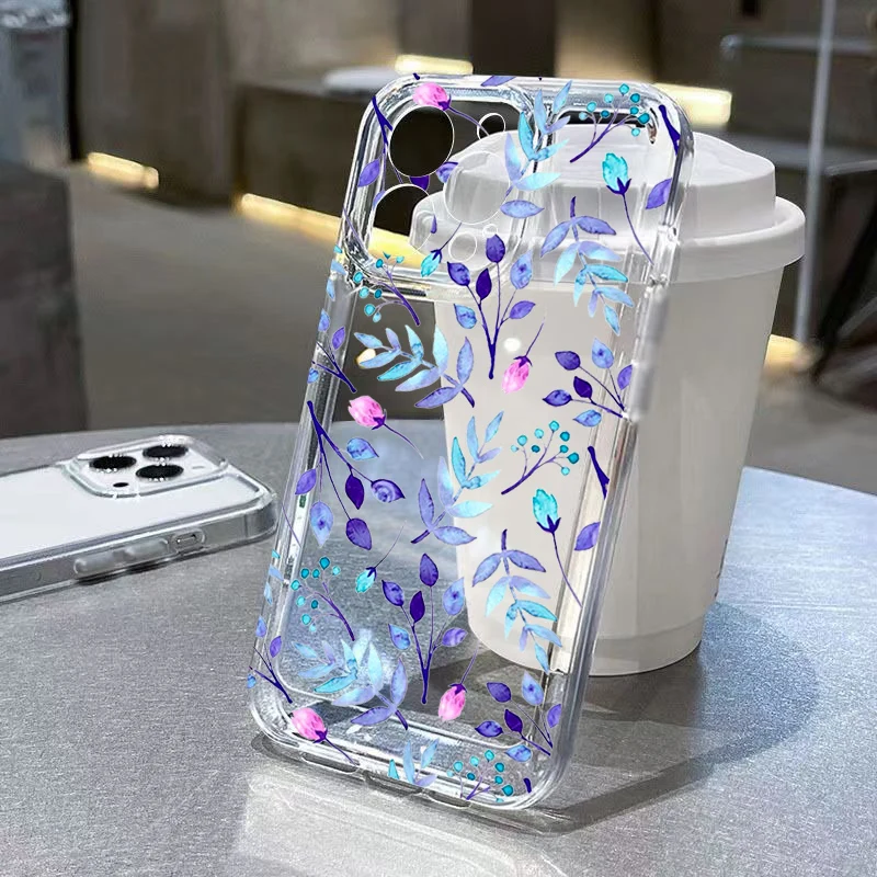 Silikon-Handyhülle für Samsung Galaxy S26 S25 Ultra Note20 S24 S23 S22 Plus FE A54 A56 A34 A36 A55 Boho Bunte Blätter Hülle