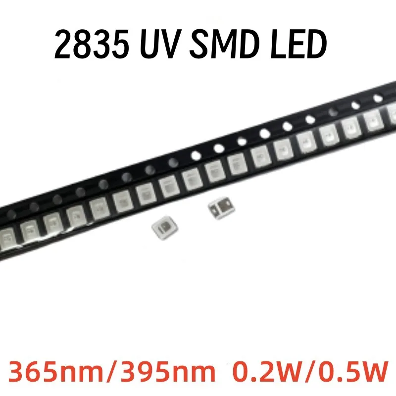 100pcs Diodes 2835 3528 SMD UV LED Purple Lamp Bead 395-365nm Ultraviolet Light-emitting Diodes Ultra Violet 0.2W 0.5W Bead Lamp