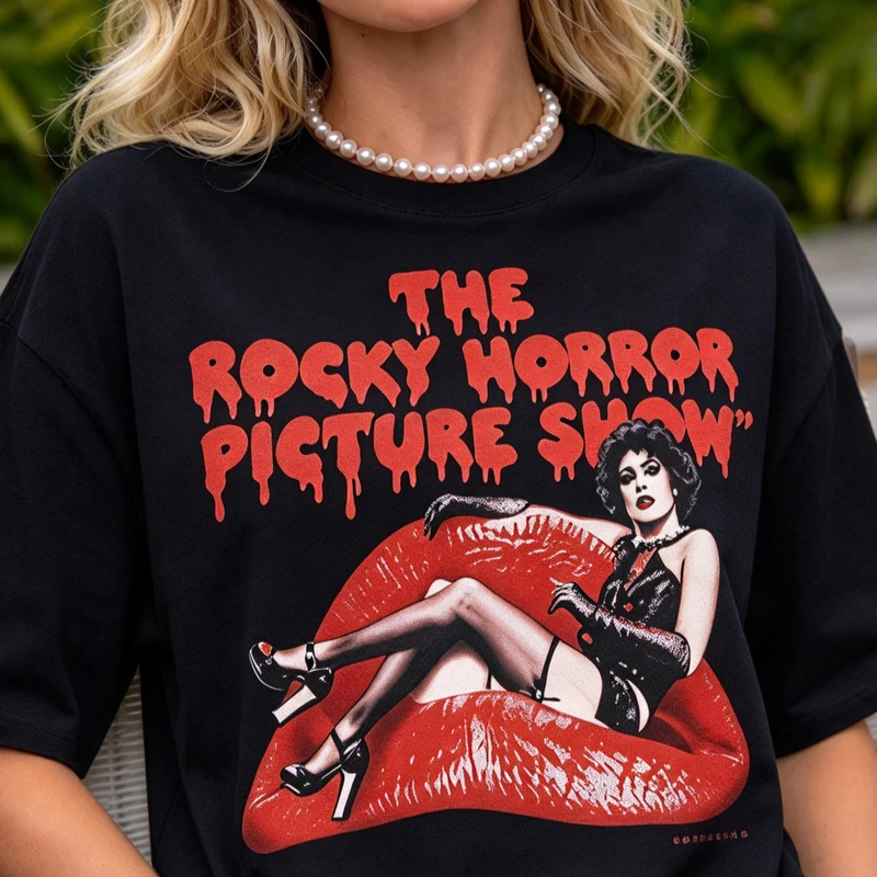 Horror Picture Show Vintage T Shirt Women Retro Horror Movie Graphic Tees Casual Short Sleeve Halloween Harajuku Y2k Top