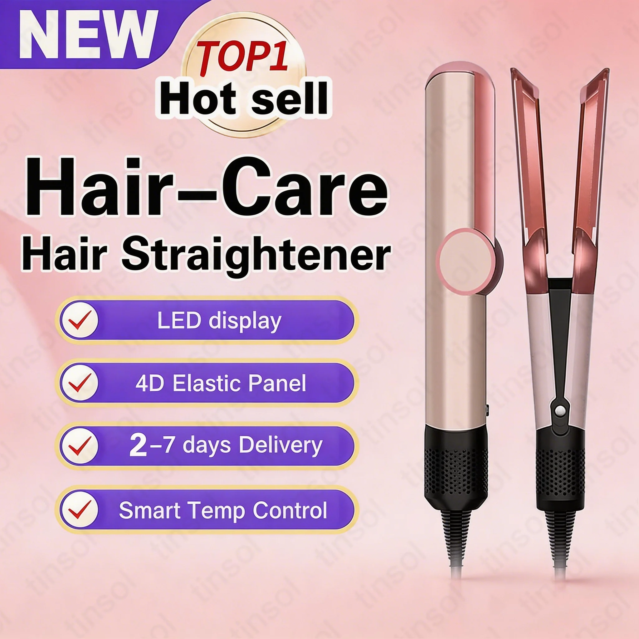 Plancha y Secador de Pelo 2 en 1 Tinsol, Estilizador de Cabello con Iones Negativos, Herramienta de Peinado de Larga Duración, Secador de Pelo para Salón