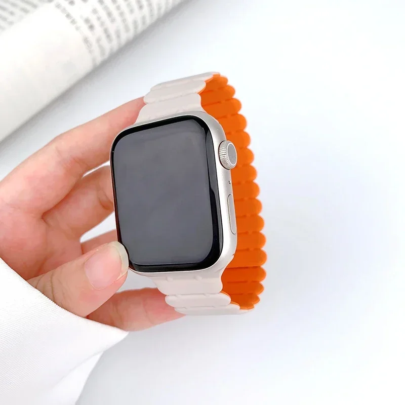 Magnetic Strap For Apple Watch Bands 45mm 38mm 49mm 40mm 42mm 41mm Silicone Sport Bracelet iWatch Series ultra 9 6 5 8 7 se 44mm