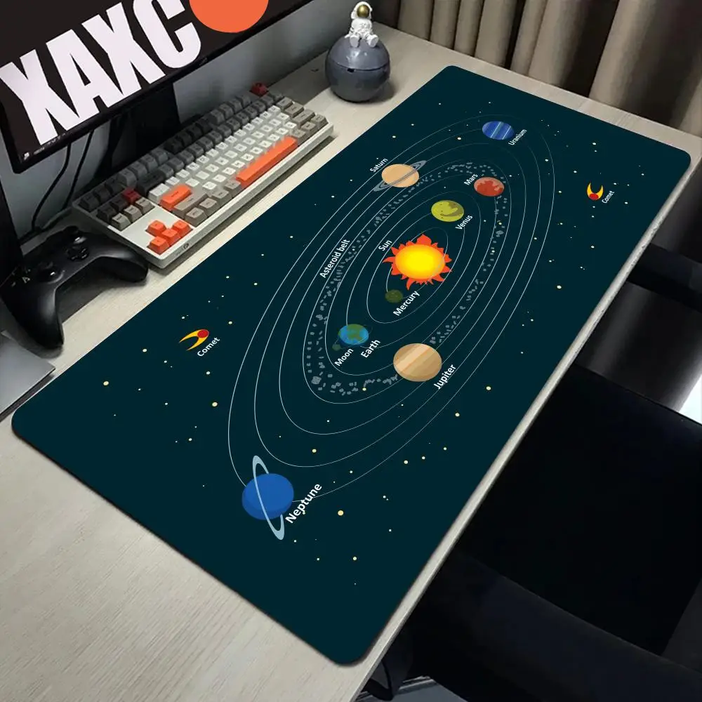

Space Planet Gaming Mouse Pad Deskpad Large Rubber Keyboard Pad Surface for Computer Mouse Non-slip Locking Edge Computer Mat