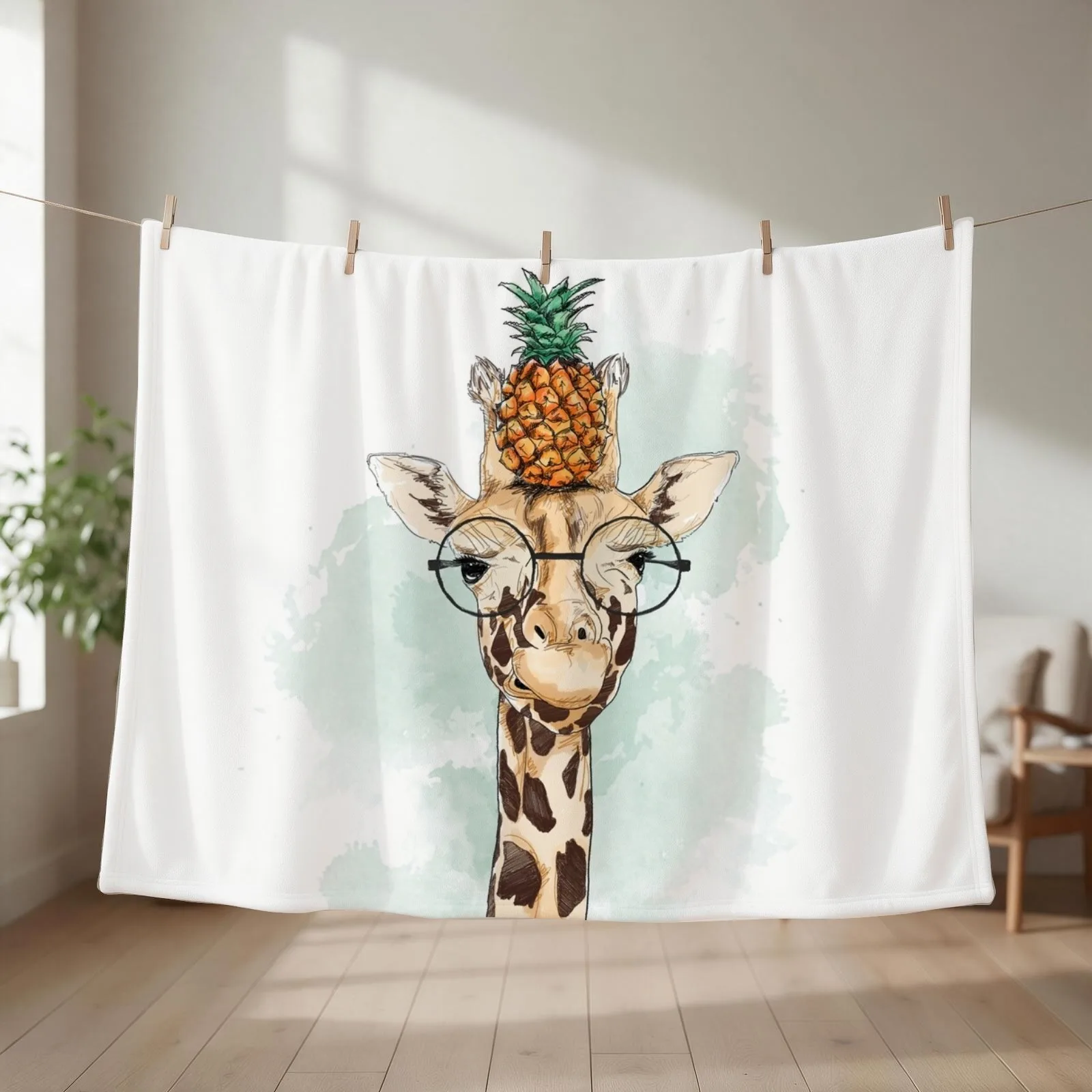 Pineapple Giraffe Throw Blanket couch cozy soft plush fuzzy picnic outdoor blanket