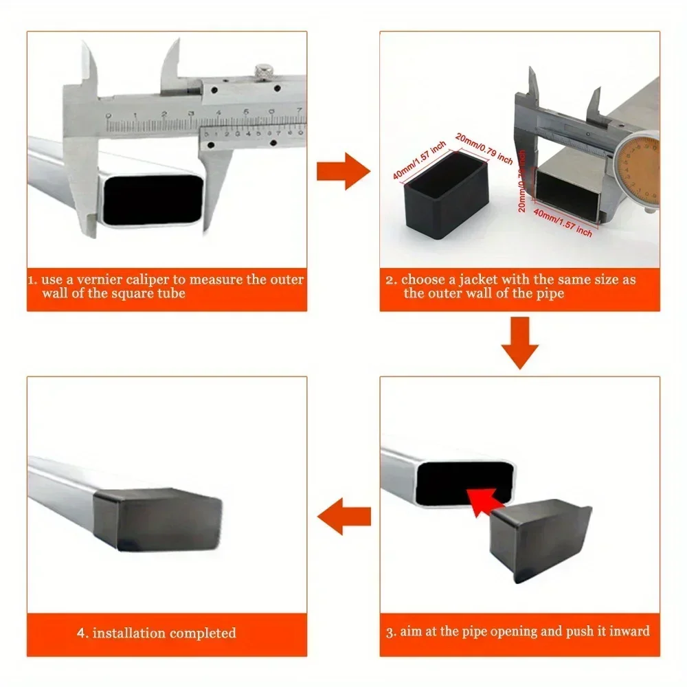 20*40mm square tube soft coat Mechanical equipment foot non-slip foot cover pad square tube plug scalp plug image 6