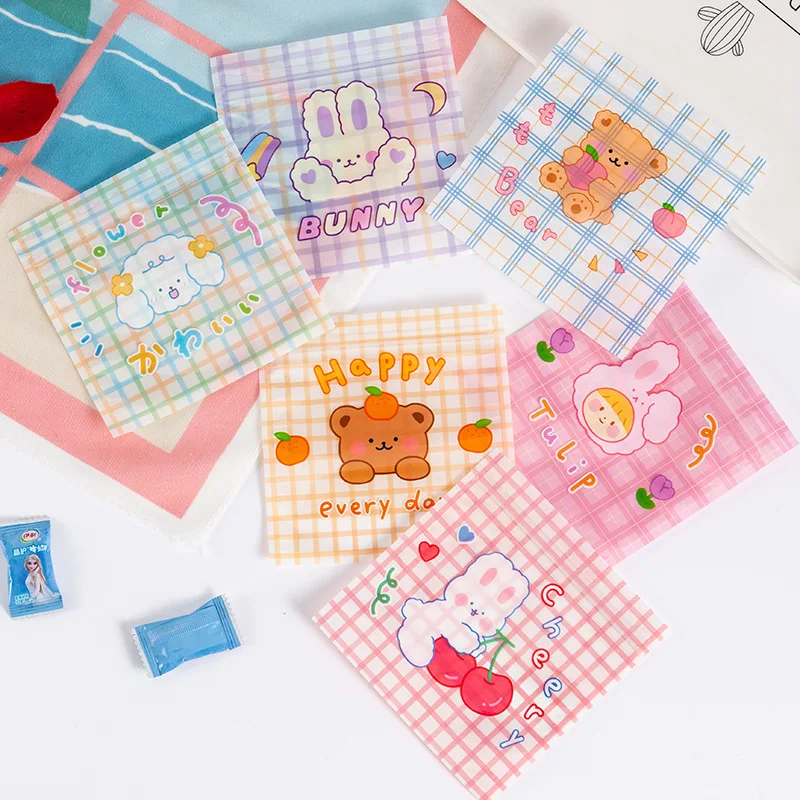 Cute Cartoon Card Note Mask Storage Bag Primary School Stationery Small Objects Dust Proof Color Ziplock Bag Packing Bag