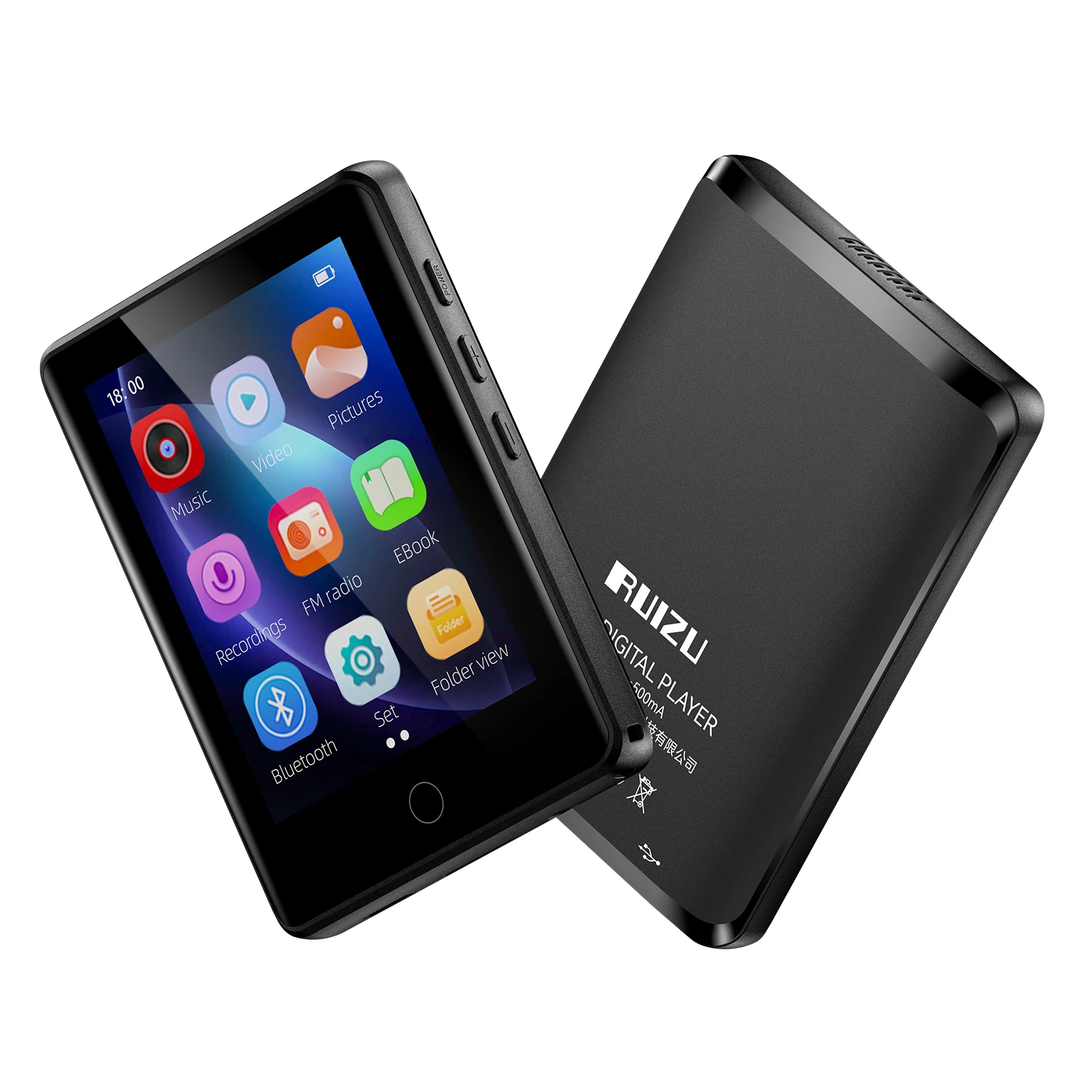 Reproductor de MP3 RUIZU M6 con Bluetooth 5,4, reproductor de música HiFi portátil de 2,8" con radio FM/altavoz HD/libro electrónico/foto/vídeo/reloj despertador