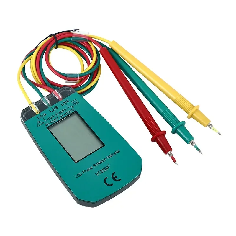 3 Phase Tester Digital Phase Indicator Detector LED Phase Sequence Meter Voltage Tester 40V~600V AC