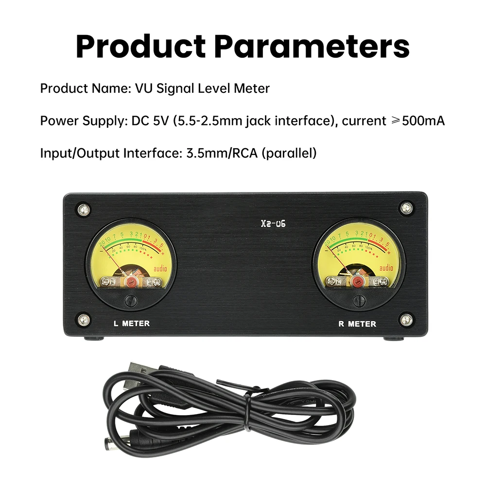 DC 5V Xz-U6 VU Meter Audio VU Meter with 3.5mm/RCA Connectors High Precision Meter Audio Level Indicator