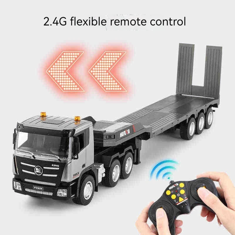 Huina Small Simulation 9 Channel Remote Control Flat Trailer Endurance Long Light Sound Trailer Project Car Children'S Gift Toys