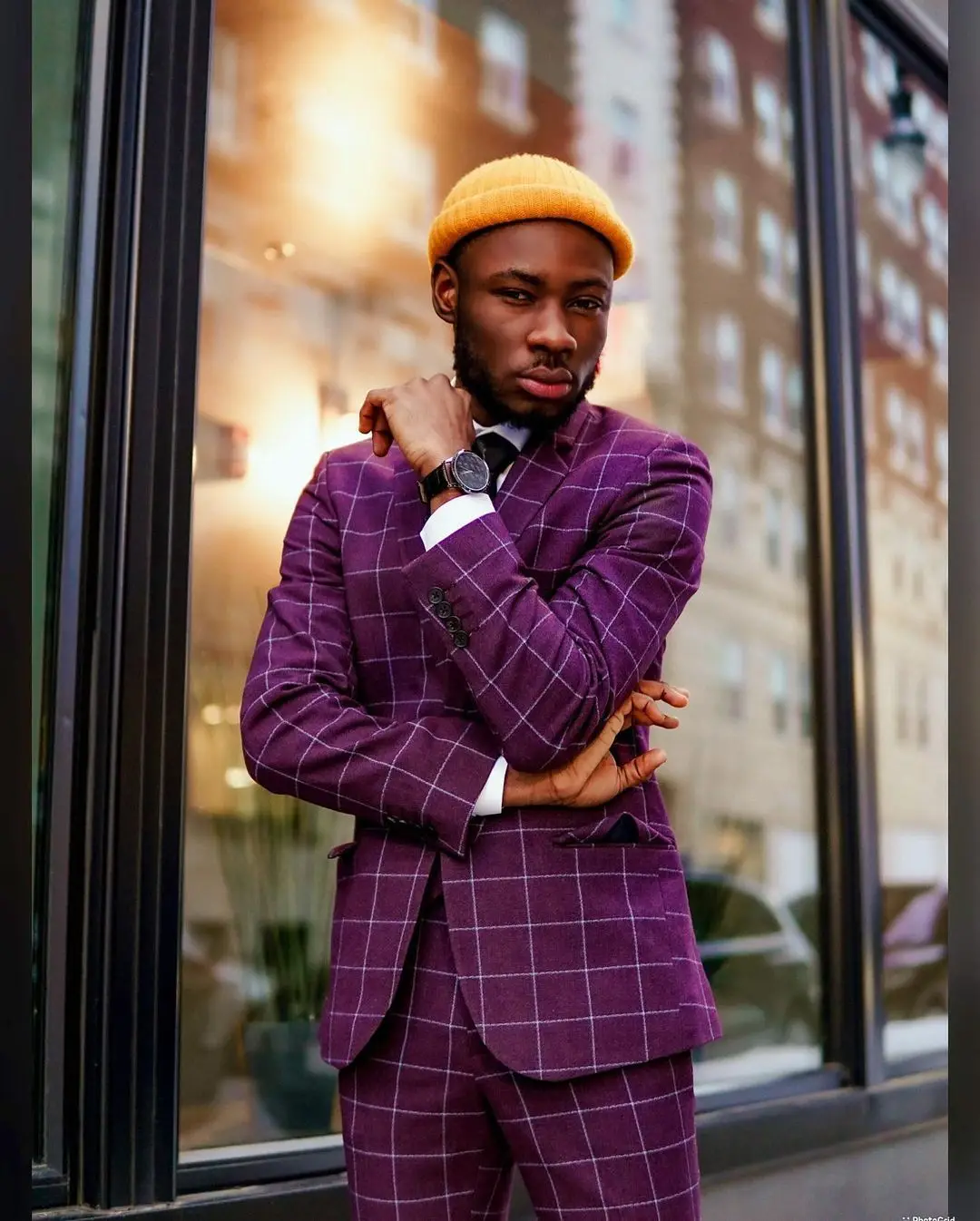 Esmoquin de boda a cuadros púrpura, traje de ajuste clásico, Blazer de fiesta a cuadros a medida, ropa Formal, 3 piezas