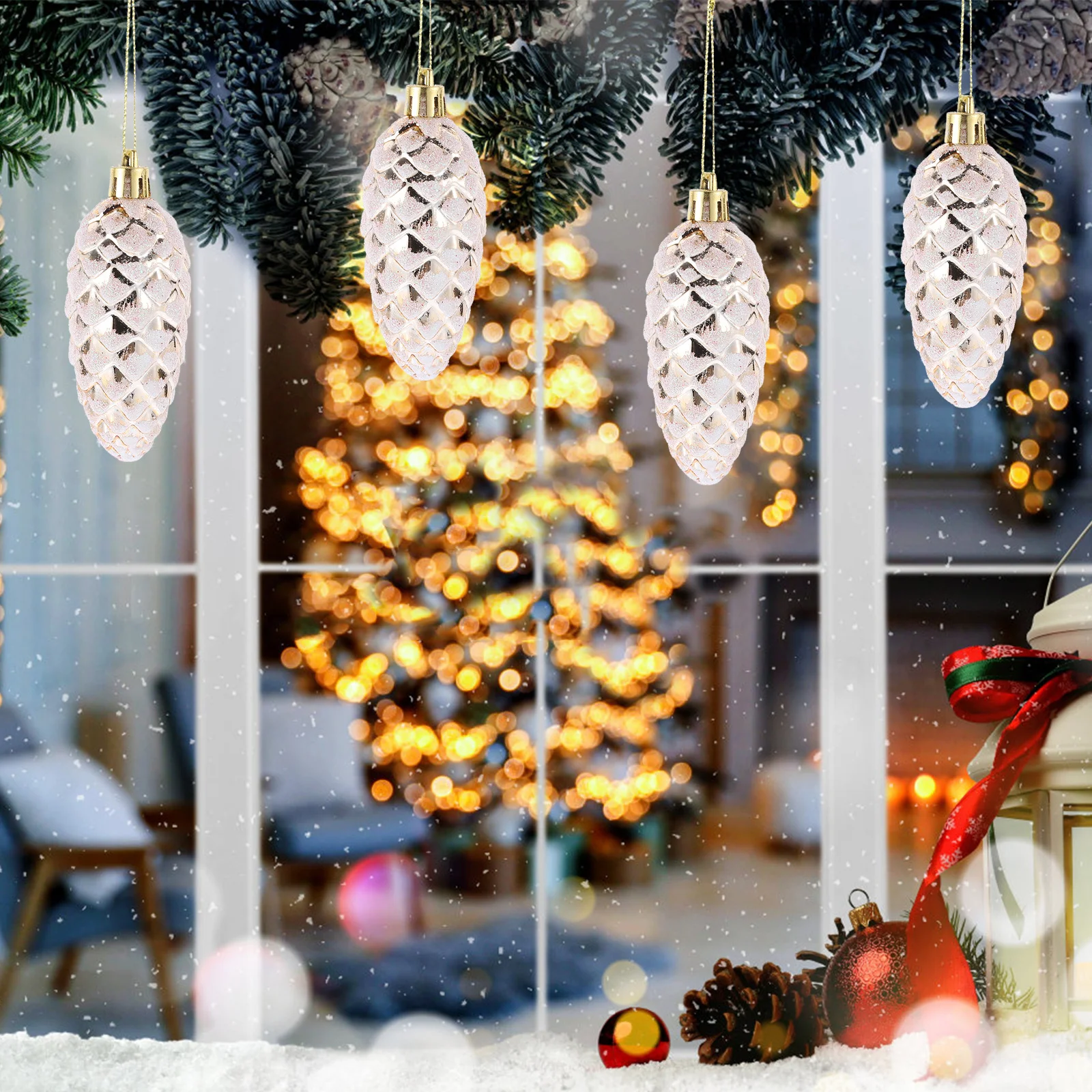 

10Pcs Pine Cones Christmas Ornaments Hanging Decorations Xmas Tree Charms Party Decoration Pine Cones for Crafts