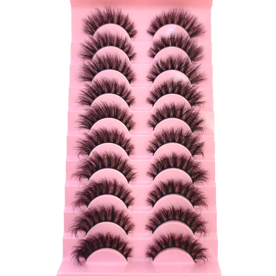 10 Pares Mezcla Pestañas Mink Esponjosas Dramáticas Postizas Naturales Largas Faux Mink Suaves Aspecto Extensiones XH01 5