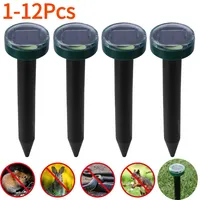 1-12Pcs Solar Mole Repeller Ultrasonic Animal Repellent Dog Mouse Snake Rodent Chaser Deterrent Outdoor Garden Pest Control Tool