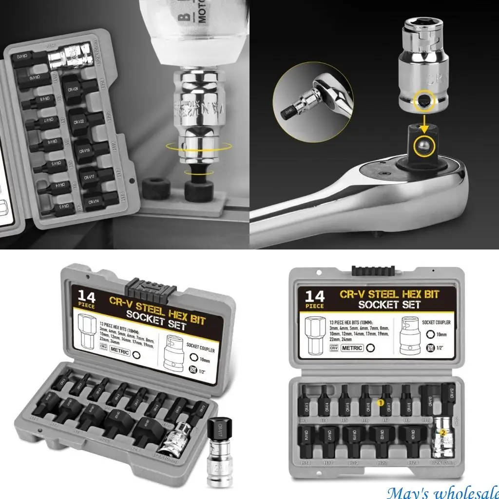 

14peece Seable Duty Bit Bit Spocket Set "x10mm Cocket Coupler ~ H24 448A