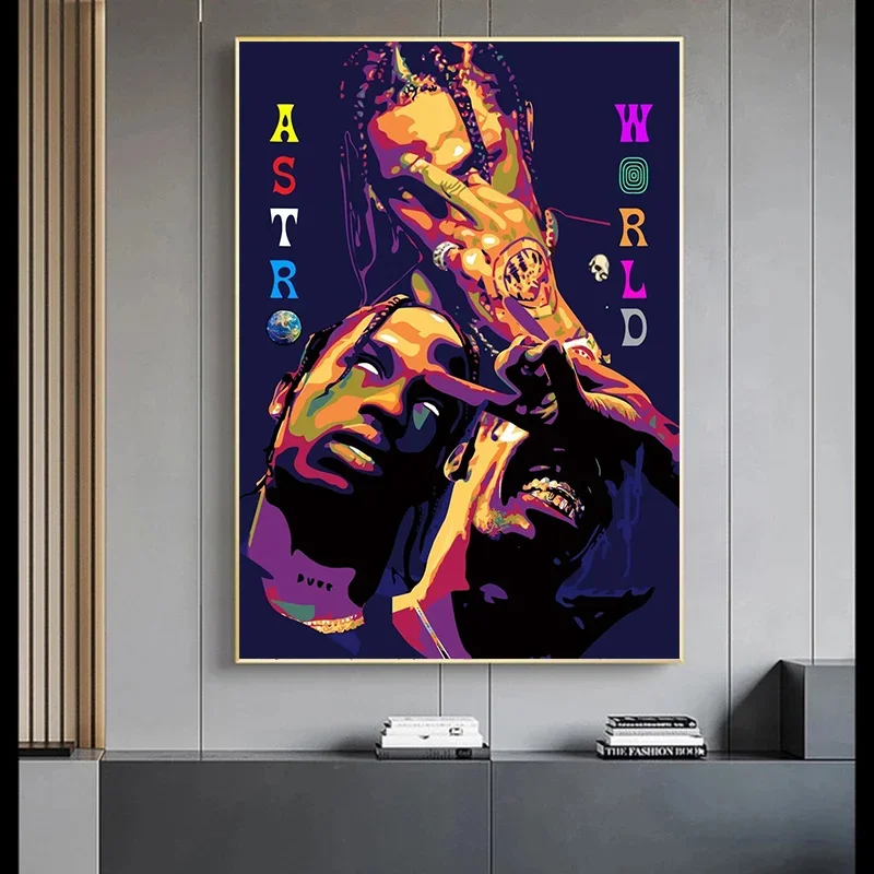 Astro Scott Singer Canvas Painting Abstract Character Rapper Pop Art Canvas Posters Prints on The Wall Room Home Decor Picture