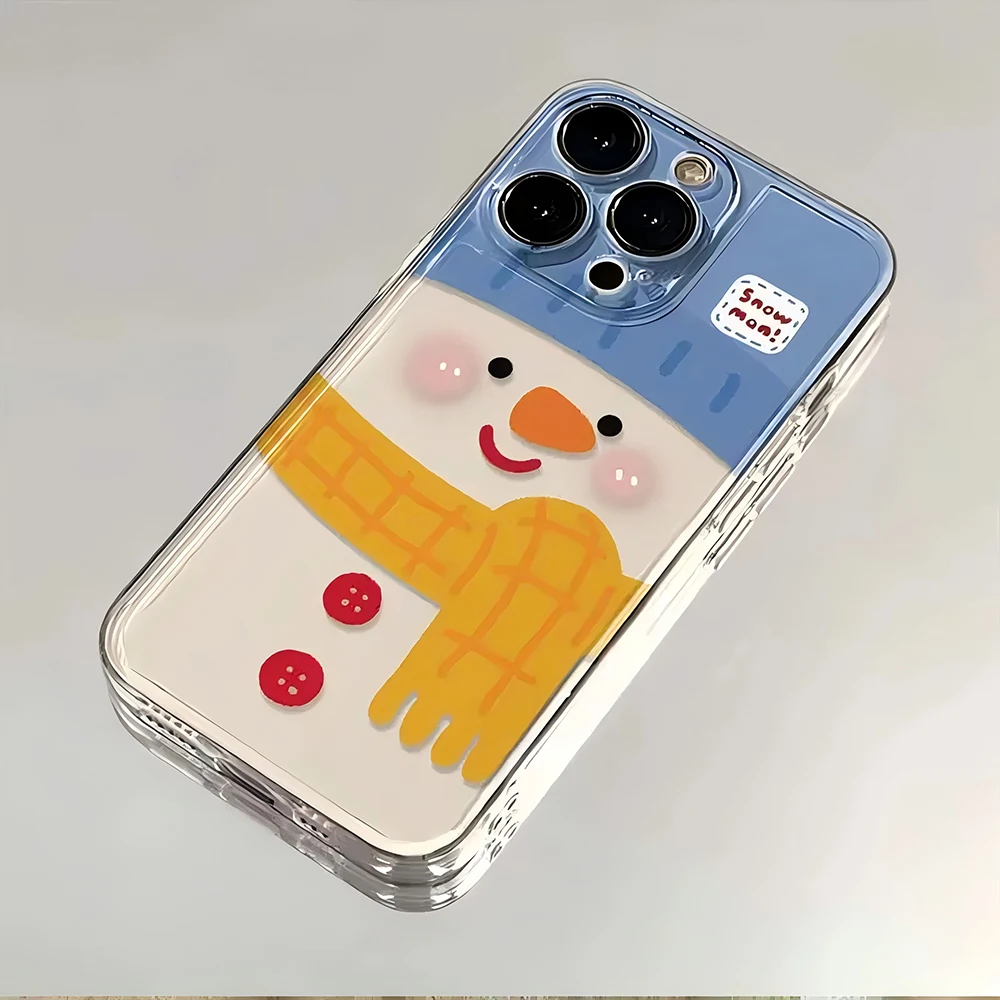 

Korea Style Cartoon Cute Snowman Phone Case For Samsung A16 A06 A55 A35 A25 A15 A54 A34 A24 A53 Y2K Creative Lucky Clear Cover