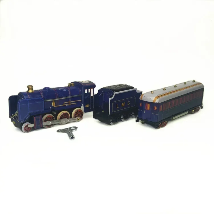 [Funny] Adult Collection Retro Wind up toy Metal Tin moving Vintage Rail train model Mechanical Clockwork toy figures kids gift