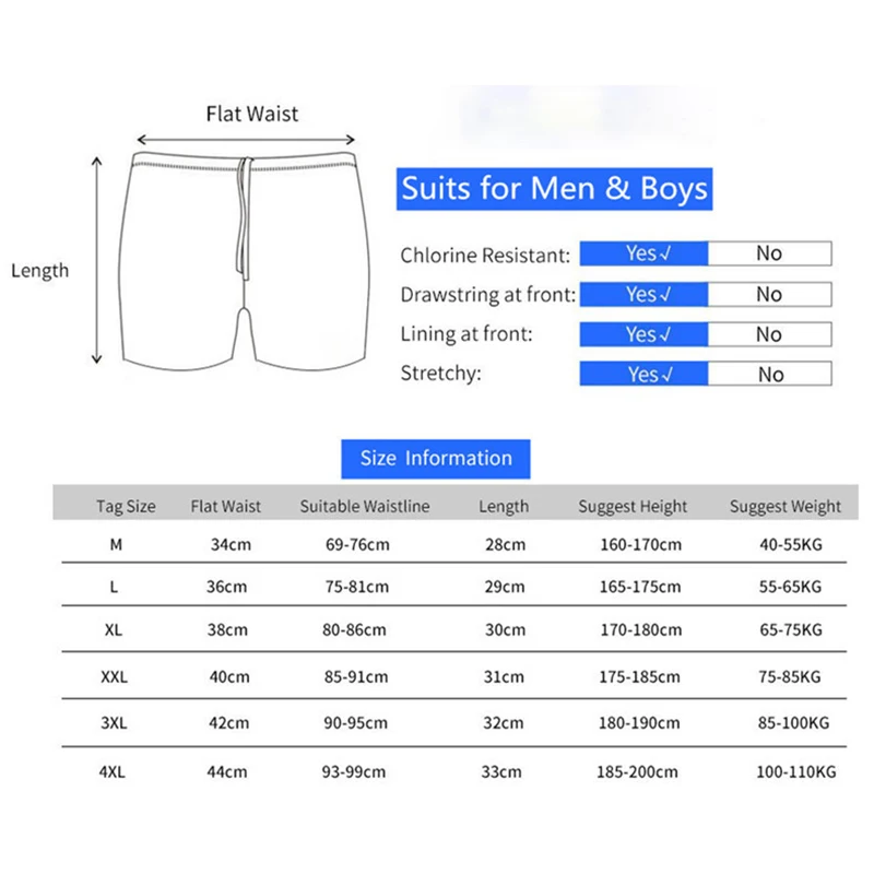 Men\'s Summer Swimming Trunks Swimwear Training Swim Short Trunks Swimsuits Boy Jammers Sports Surf Beach Swimwear