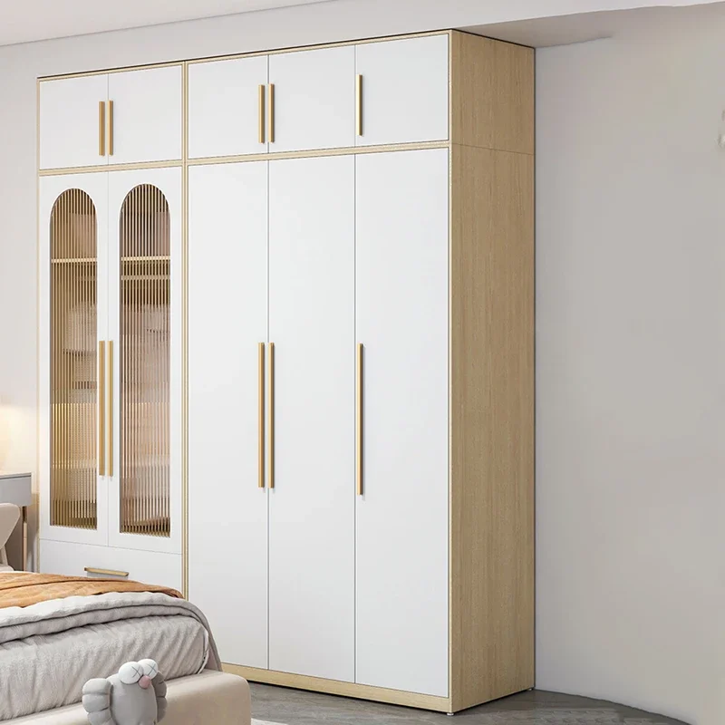 White Storage Wardrobes Wooden Display Simple Organizer Hanging Cabinets Bedroom Free Shipping Armario De Ropa Home Furniture