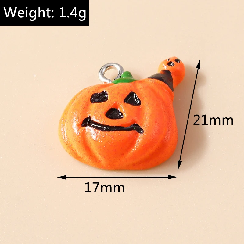 10 stücke gemischte Halloween Charms niedlichen Harz Witch Hut Katze Kürbis Mond Geist Charms Anhänger für DIY Schmuck machen Zubehör – Detail 7