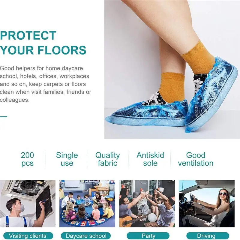 AEE3-300Piece Disposable T-Buckle Overshoes Waterproof Dispensers Dustproof Boot Covers For Automatic Shoe Cover