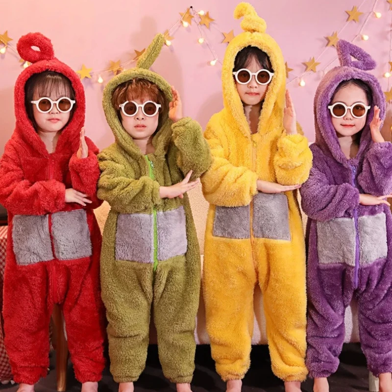 

Teletubbies Cosplay Pajamas Soft Long Sleeves Sleepwear Dipsy Tinky Winky Po Lala Home Clothes Unisex Homewear Adult Kids Gift