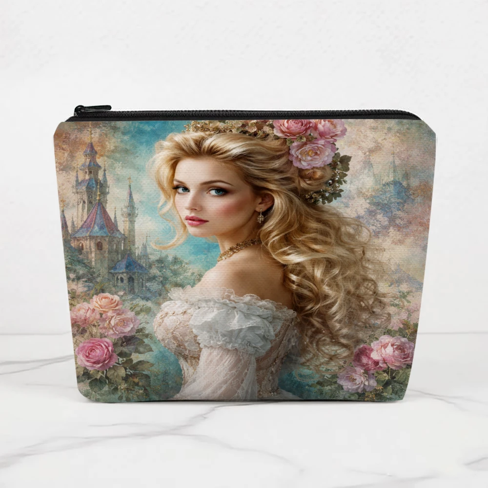 

Косметички с изображением принцесс, замков и роз для девочек, несессеры, пеналы, дорожные сумки для хранения