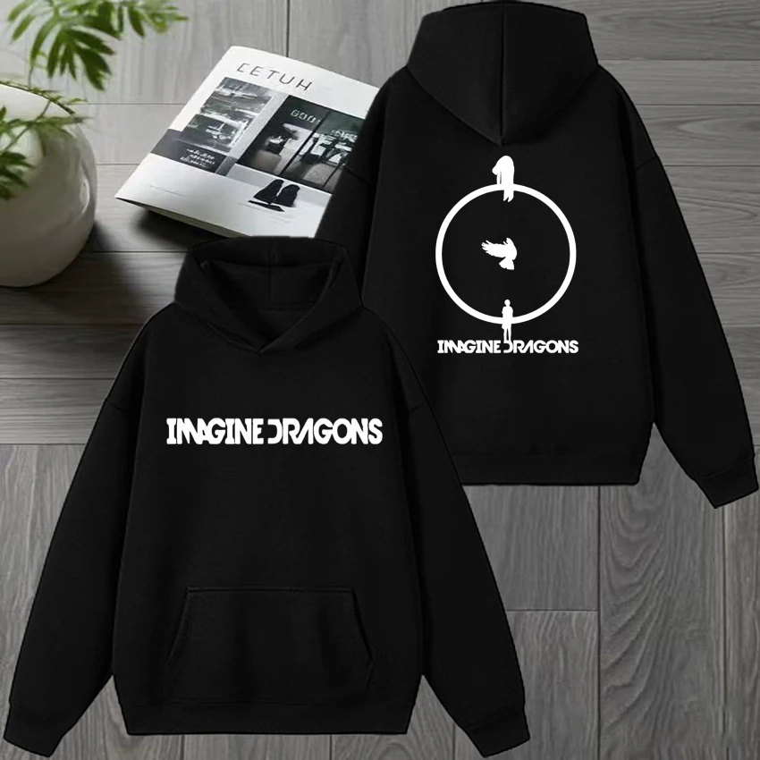 

Rock band lmagine Dragons Tour 2026 Double Sided printed Hoodie Men women vintage hip hop streetwear Unisex Fleece Sweatshirt