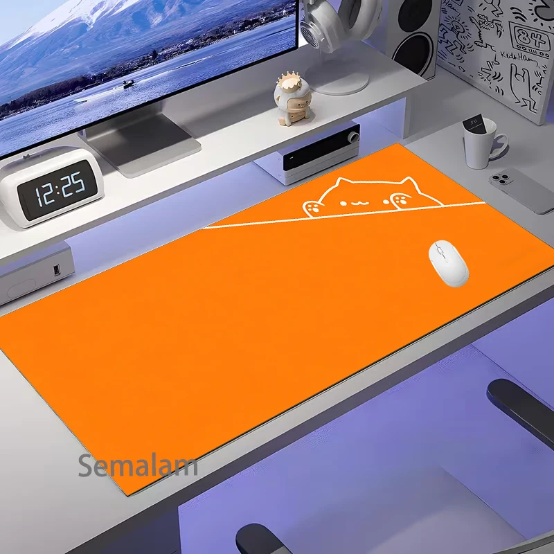 Large Orange Cat Gaming Mouse Pad Cute Simple Mause Non-slip Rubber Base 30x60 Desk Mat Washable Pads for Game & Office Playmat