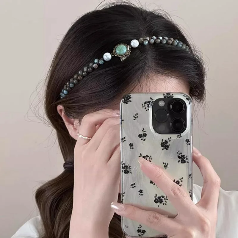 

Seaside Bohemian Headband 3 Way Wear Net Waist Chain Turquoise Beads Braided Hair Crown for Maxi Dress Adjustable