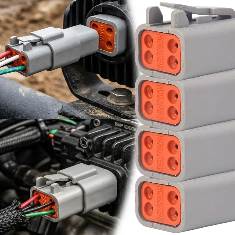 

Auto Plugs and Sockets Deutsch Connectors 4P Car Waterproof Connector Plugs Waterproof DT Connector Plug Sets Male and Female